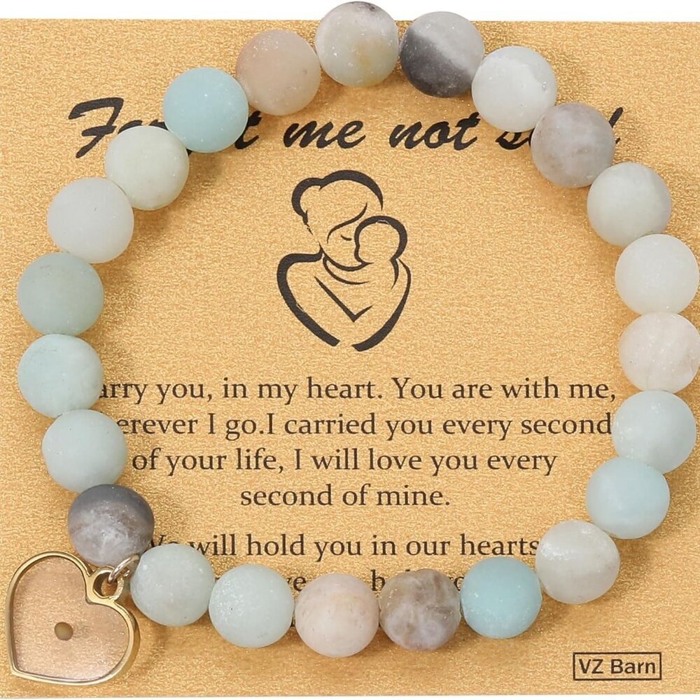 Heart Charm Bracelet Healing Stones Memorial Jewelry for Mothers and Fathers